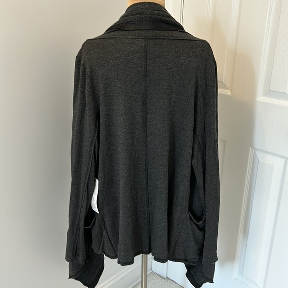 Feel The Piece Open Draped Fleece Jersey Cardigan - Picture 2 of 8